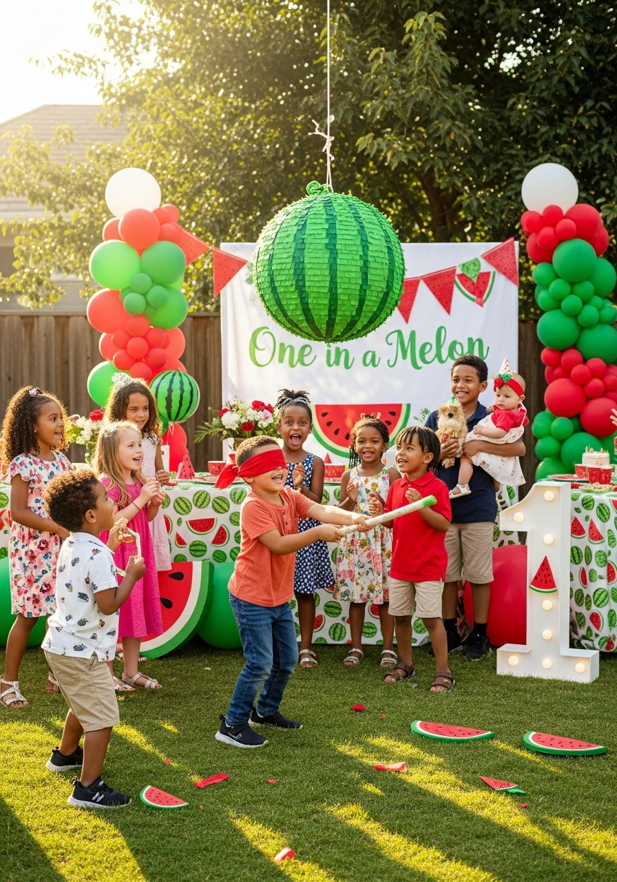 Fun Piñata Game - One in a Melon First Birthday Ideas