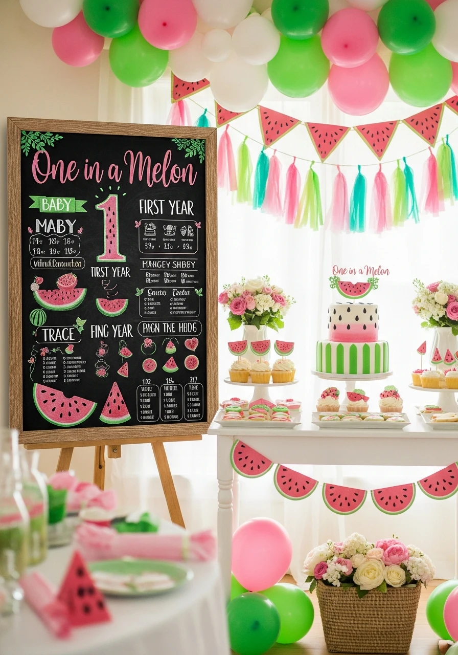 A Slice of Life: Milestone Chalkboard Fun - One in a Melon First Birthday Ideas