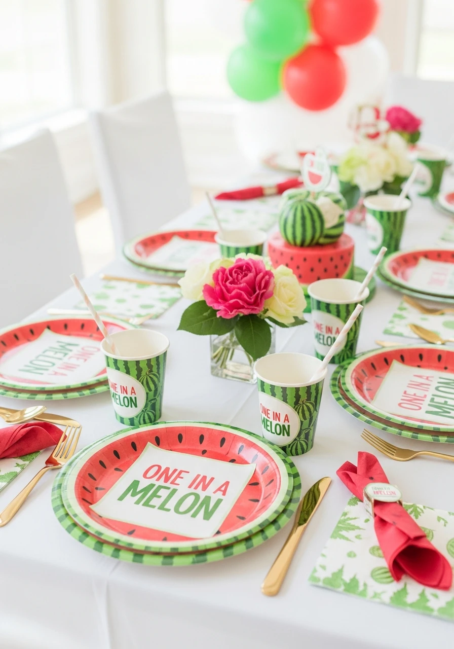 Themed Tableware - One in a Melon First Birthday Ideas