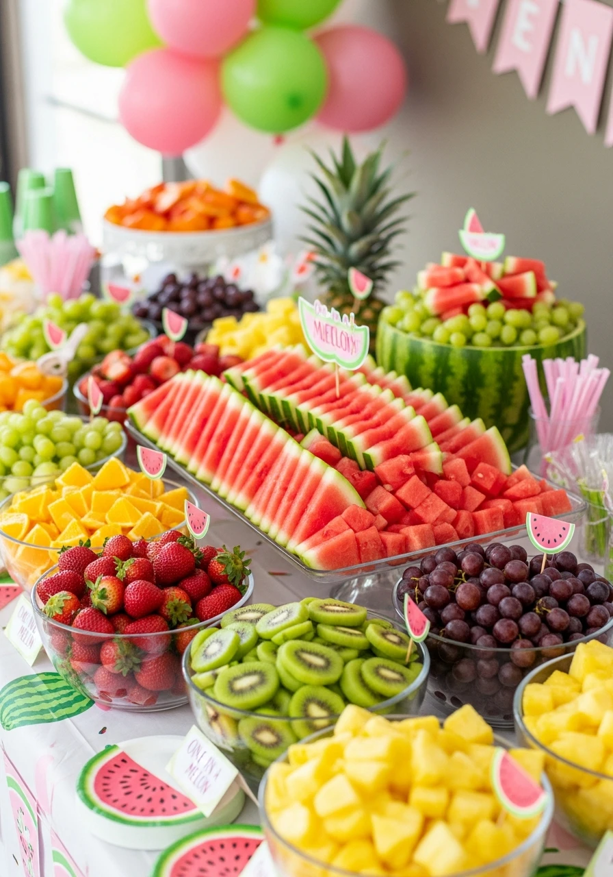 Fresh Fruit Bar - One in a Melon First Birthday Ideas