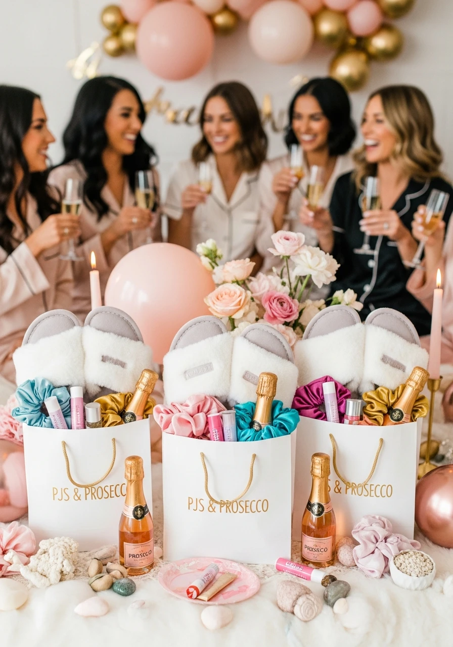 Pajama Gift Bags - PJs and Prosecco Bachelorette Party Ideas