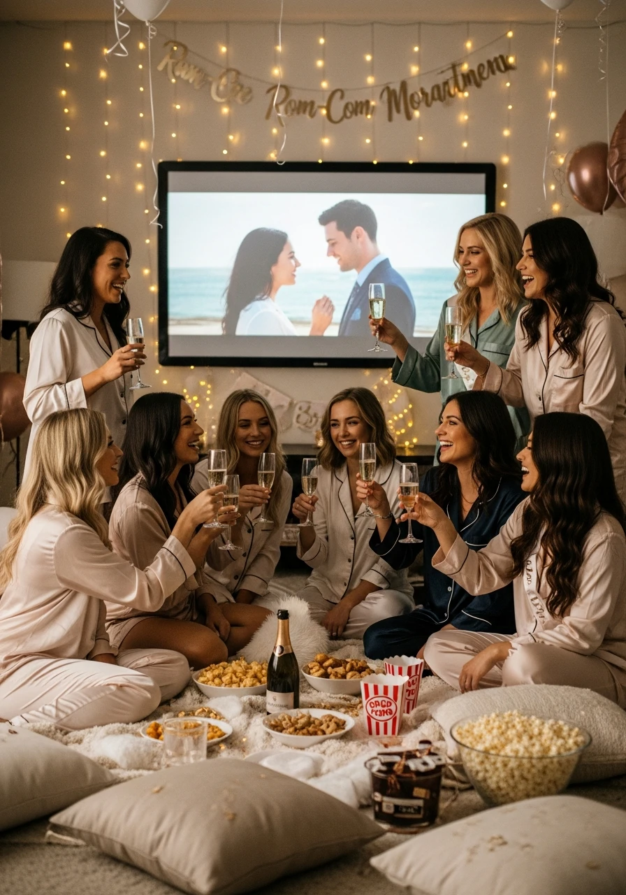 Rom-Com Movie Marathon - PJs and Prosecco Bachelorette Party Ideas