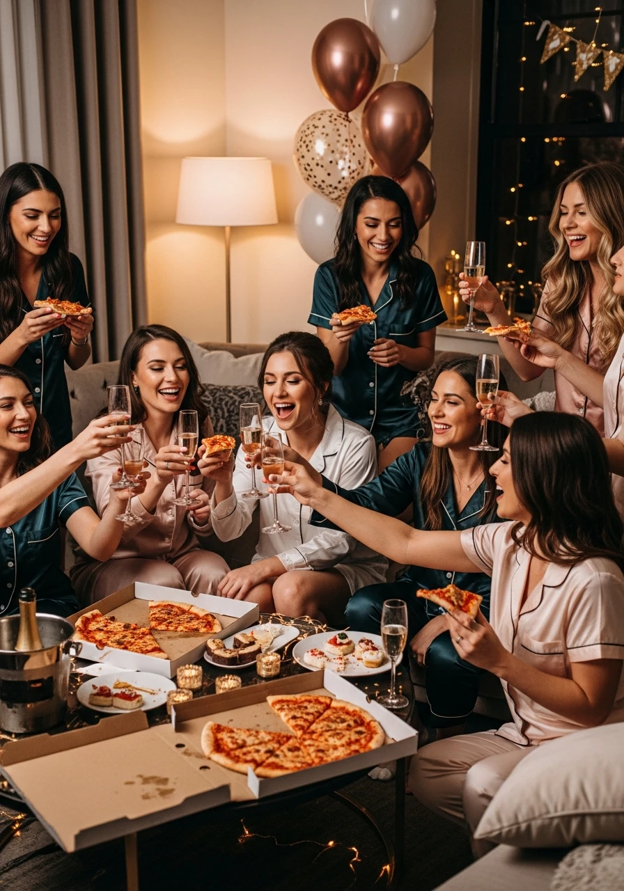 Midnight Pizza Party - PJs and Prosecco Bachelorette Party Ideas