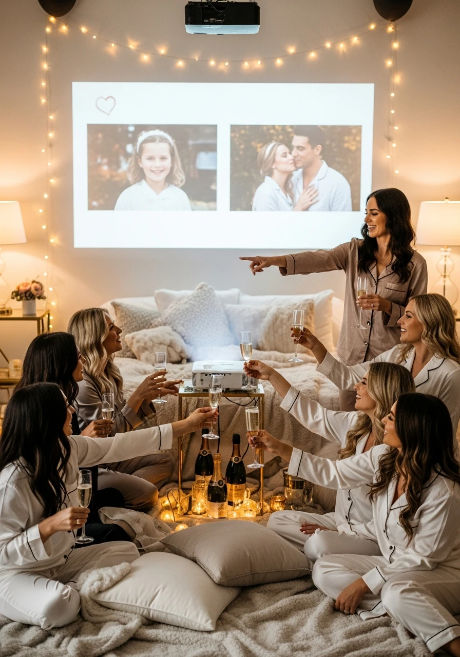 Memory Lane Slideshow - PJs and Prosecco Bachelorette Party Ideas