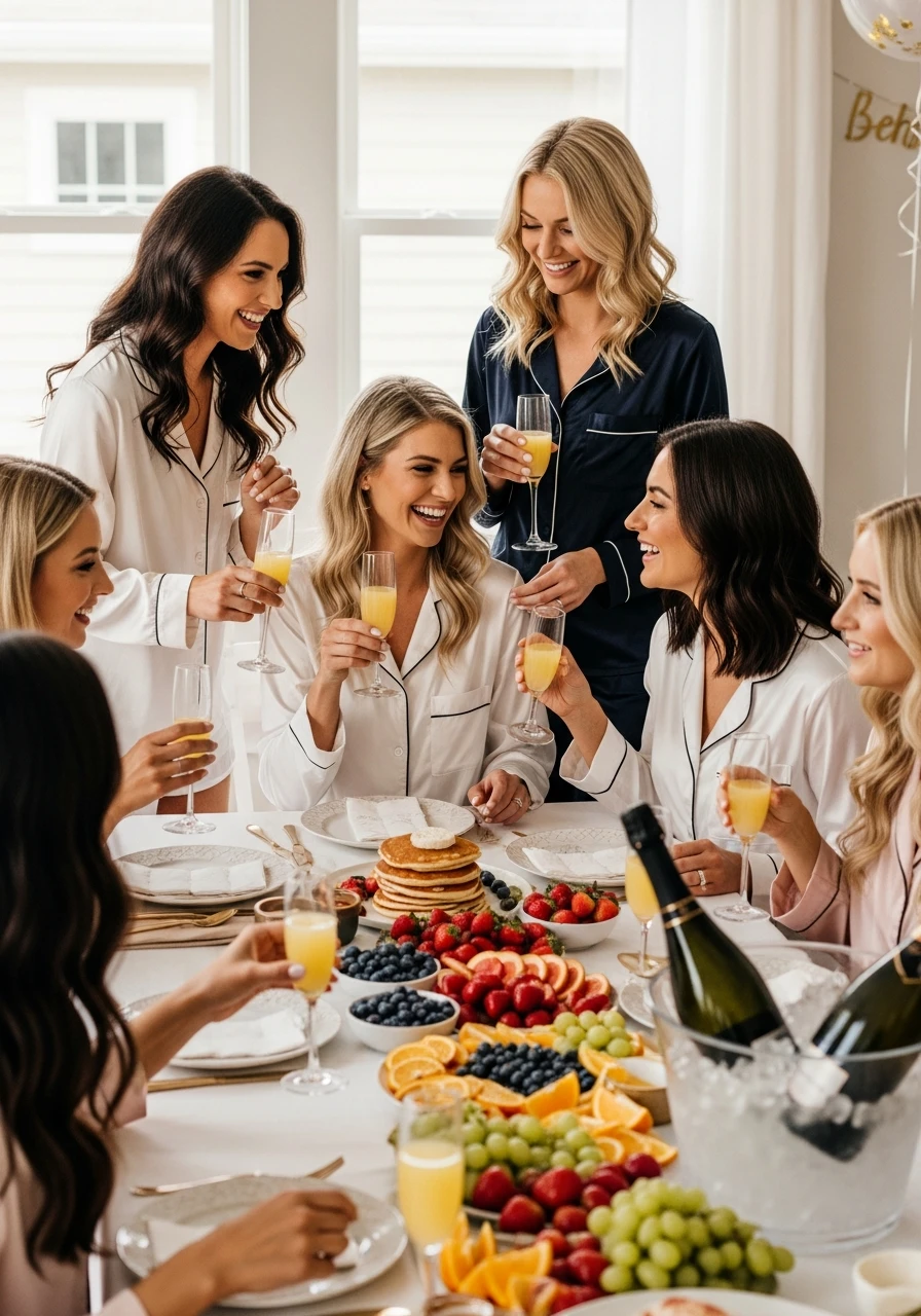Morning Brunch Together - PJs and Prosecco Bachelorette Party Ideas