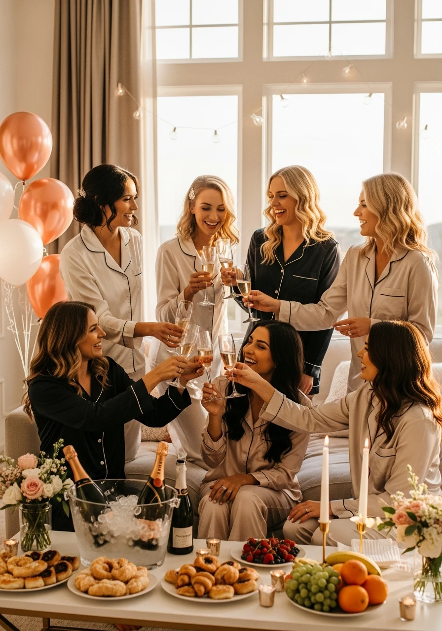 Sunrise Pajama Photo - PJs and Prosecco Bachelorette Party Ideas