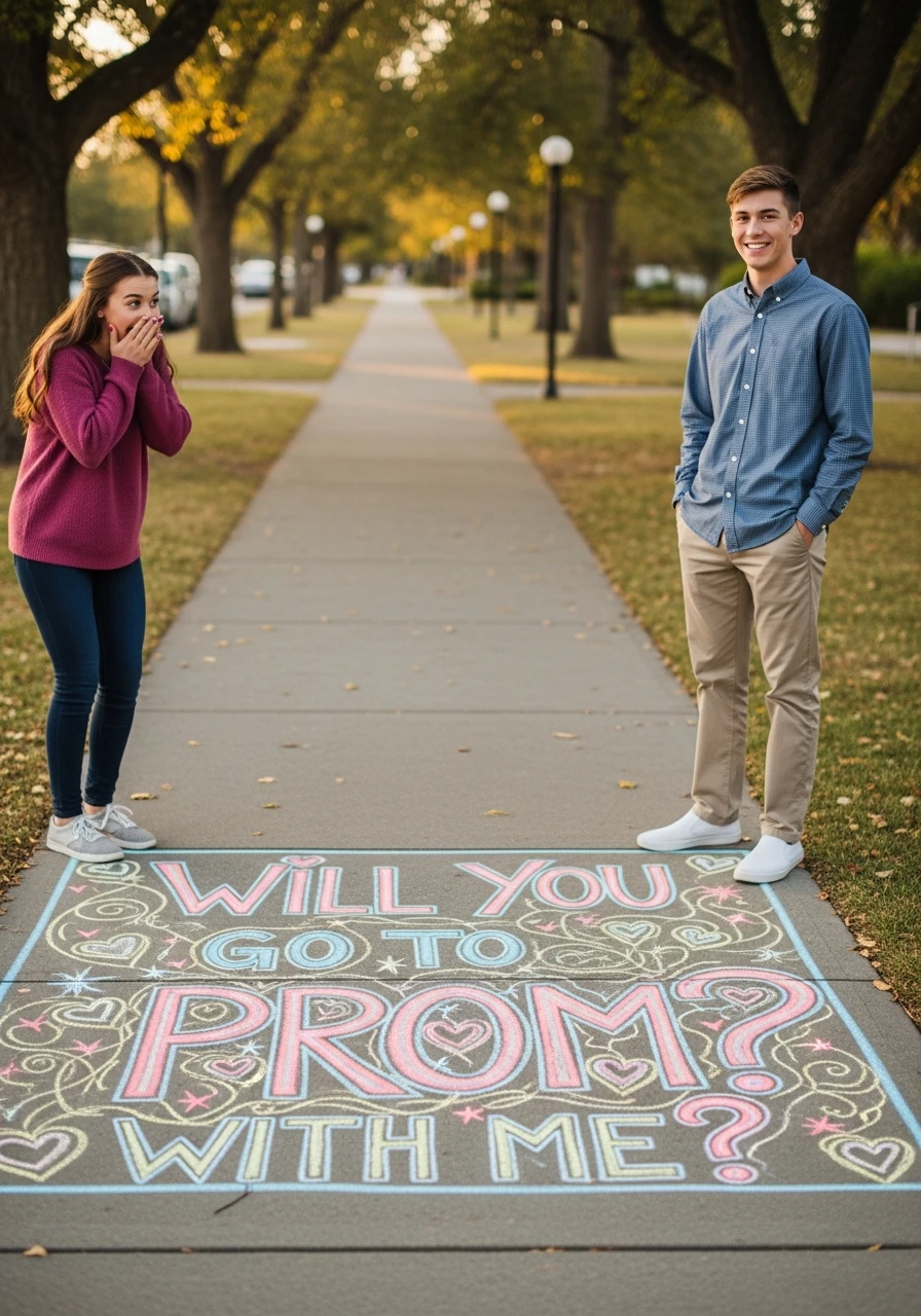 Sidewalk Art Prom - 40 Promposal Ideas for Girlfriend