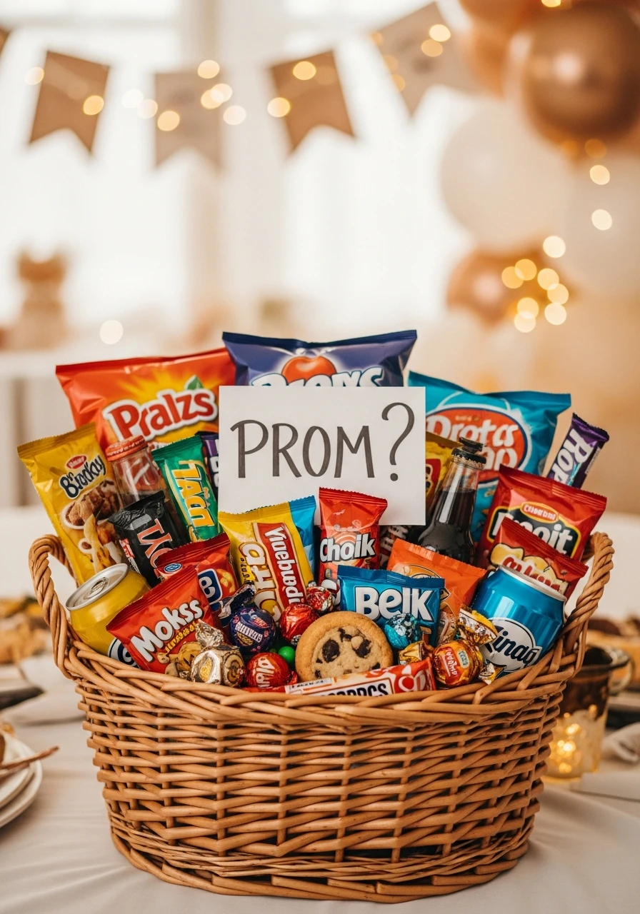 Snack Basket Prom - 40 Promposal Ideas for Girlfriend