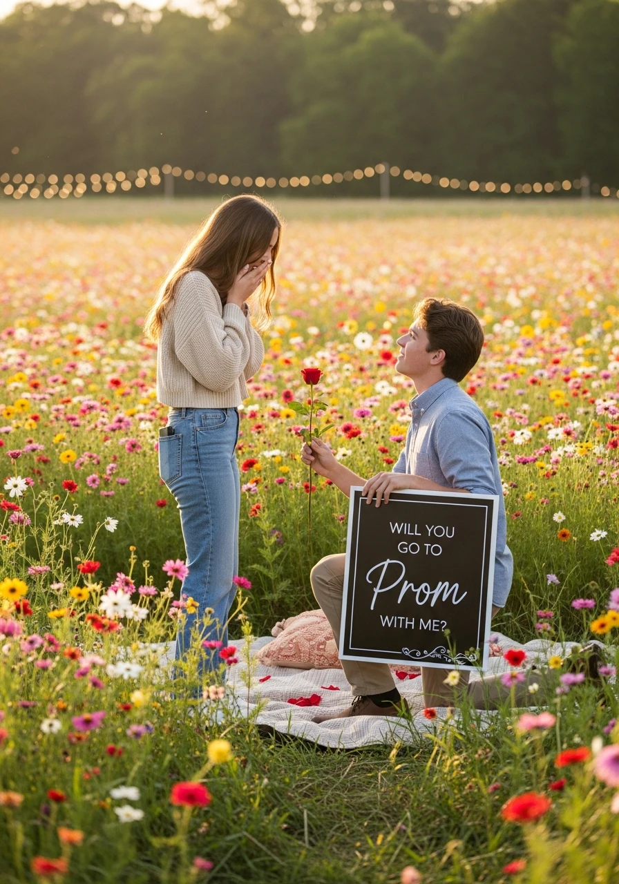 Field of Flowers Prom - 40 Promposal Ideas for Girlfriend