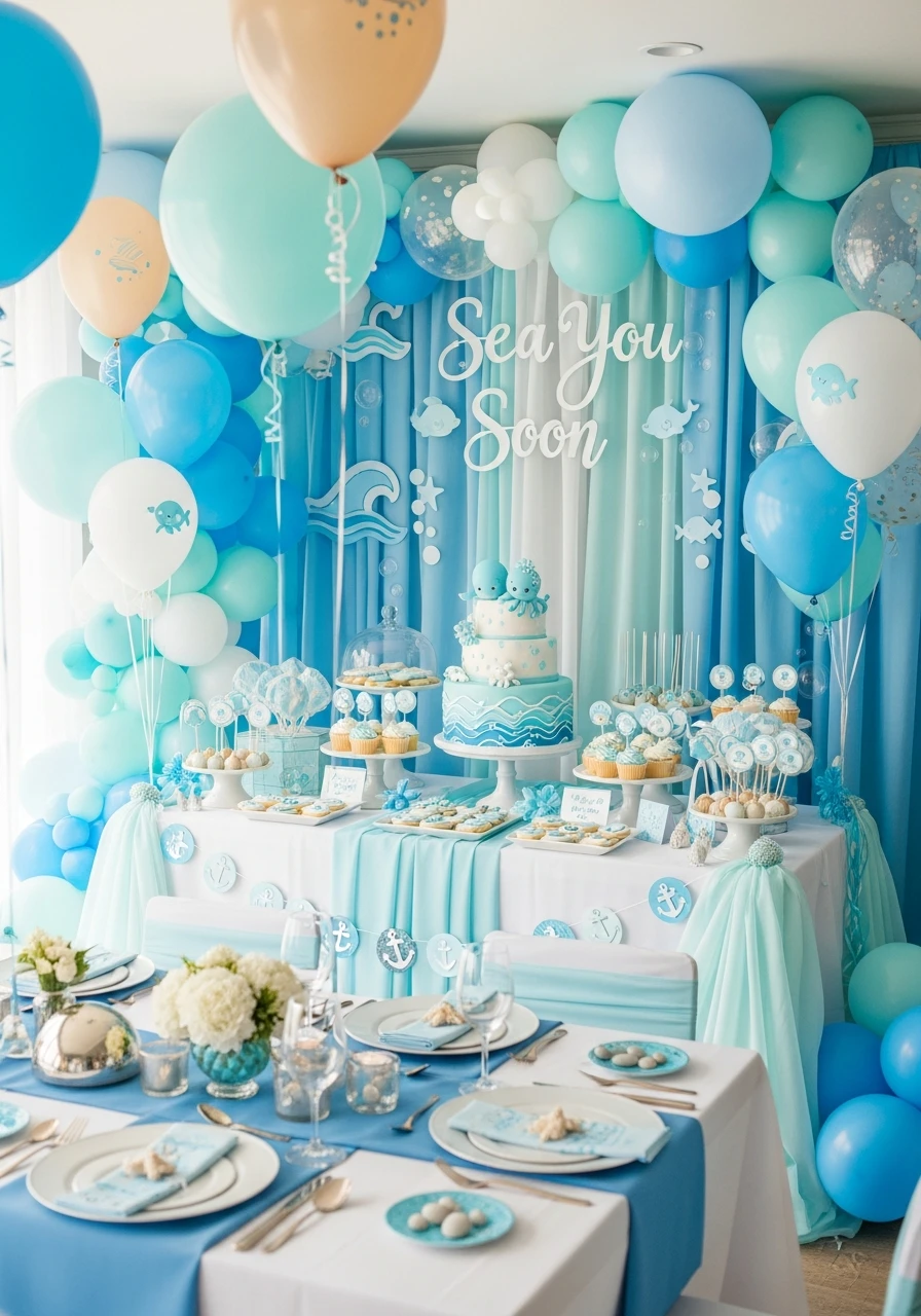 Calming Ocean Colors - Sea You Soon Baby Shower Theme Ideas