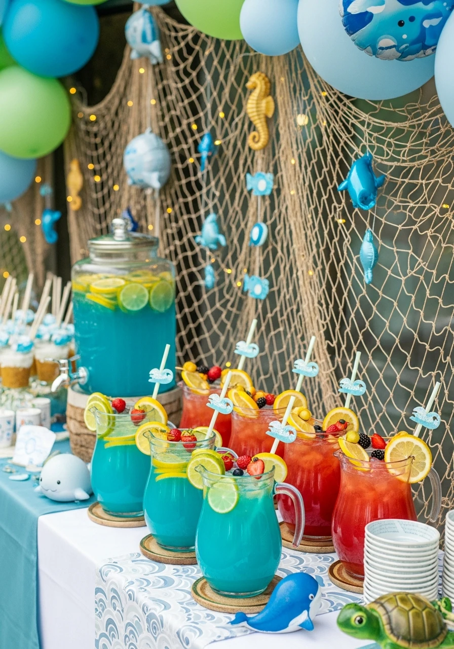 Refreshing Ocean Drinks - Sea You Soon Baby Shower Theme Ideas