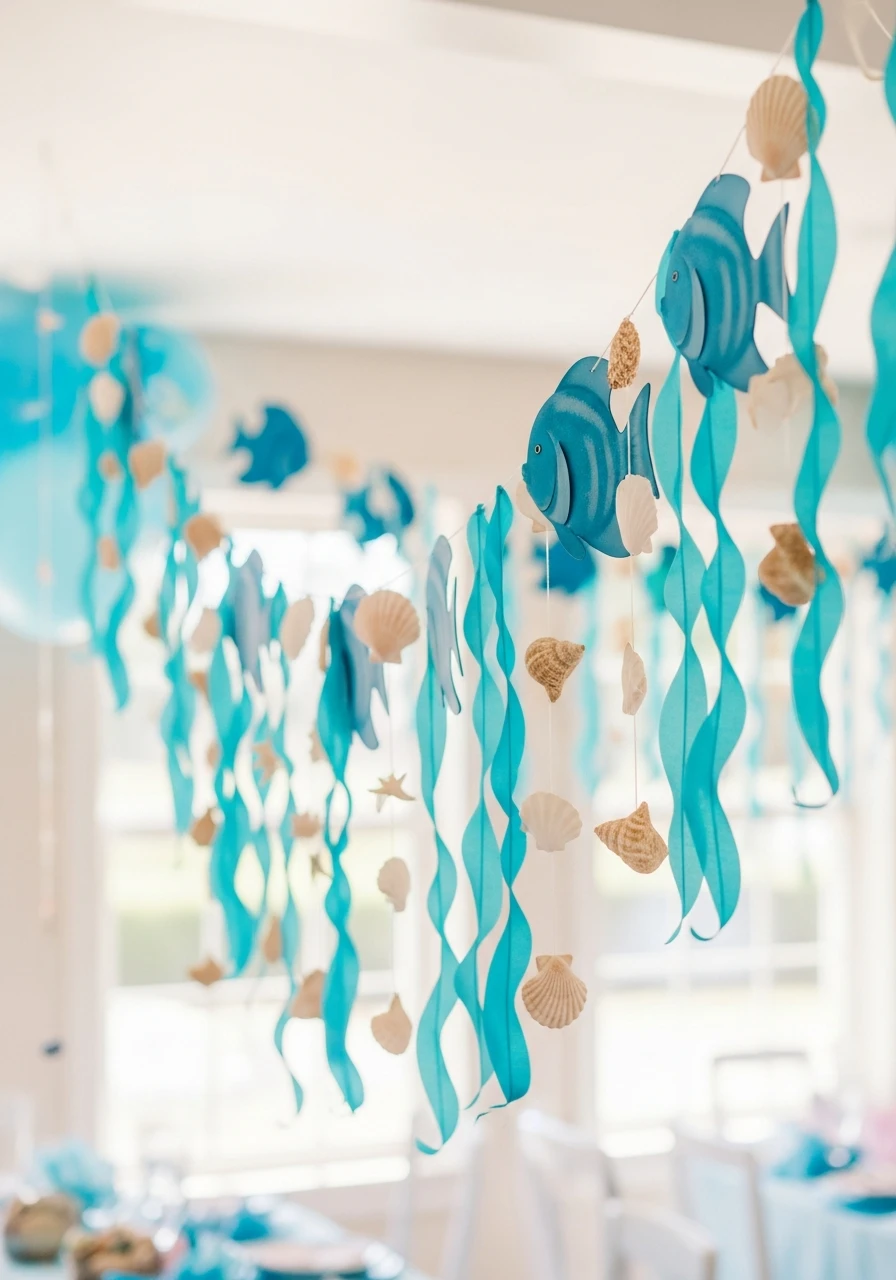 Pretty Ocean Garlands - Sea You Soon Baby Shower Theme Ideas