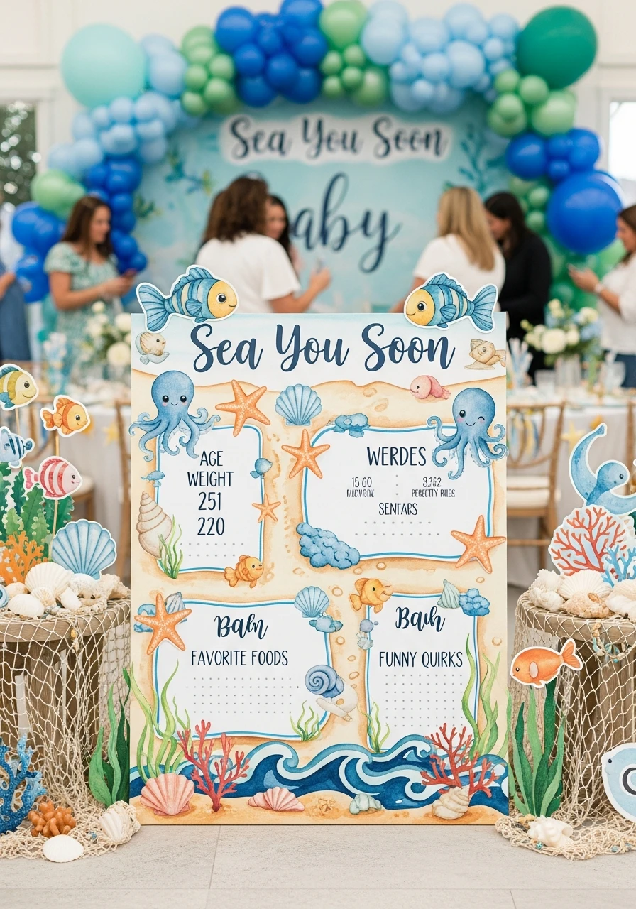 Charting Baby's First Year: A Milestone Board! - Sea You Soon Baby Shower Theme Ideas
