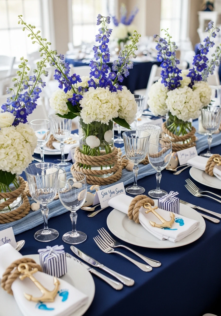 Classic Nautical Tables - Sea You Soon Baby Shower Theme Ideas
