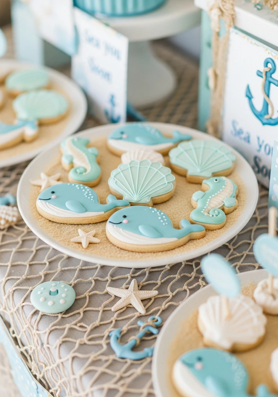 Adorable Ocean Animal Cookies - Sea You Soon Baby Shower Theme Ideas