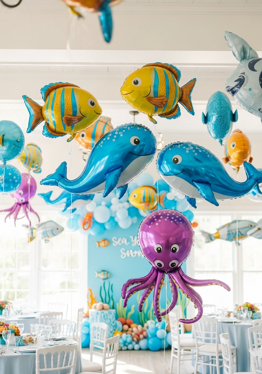Floating Sea Creatures - Sea You Soon Baby Shower Theme Ideas