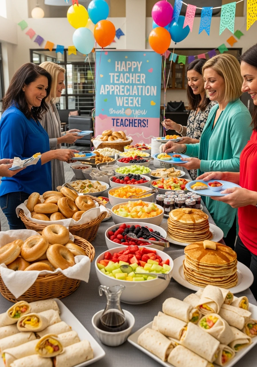 Breakfast Bar Each Morning - Teacher Appreciation Week Theme Ideas