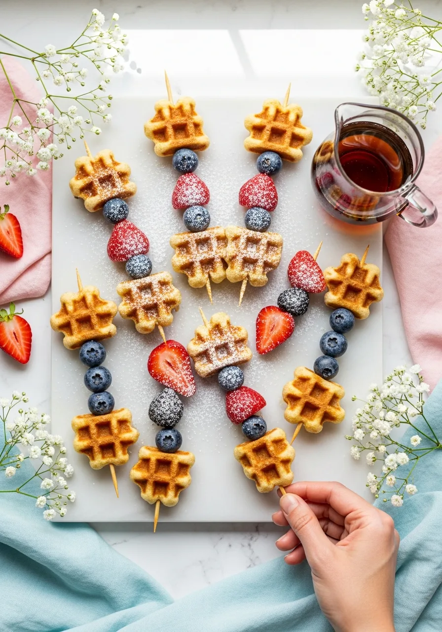 17. Berry Waffle Skewers