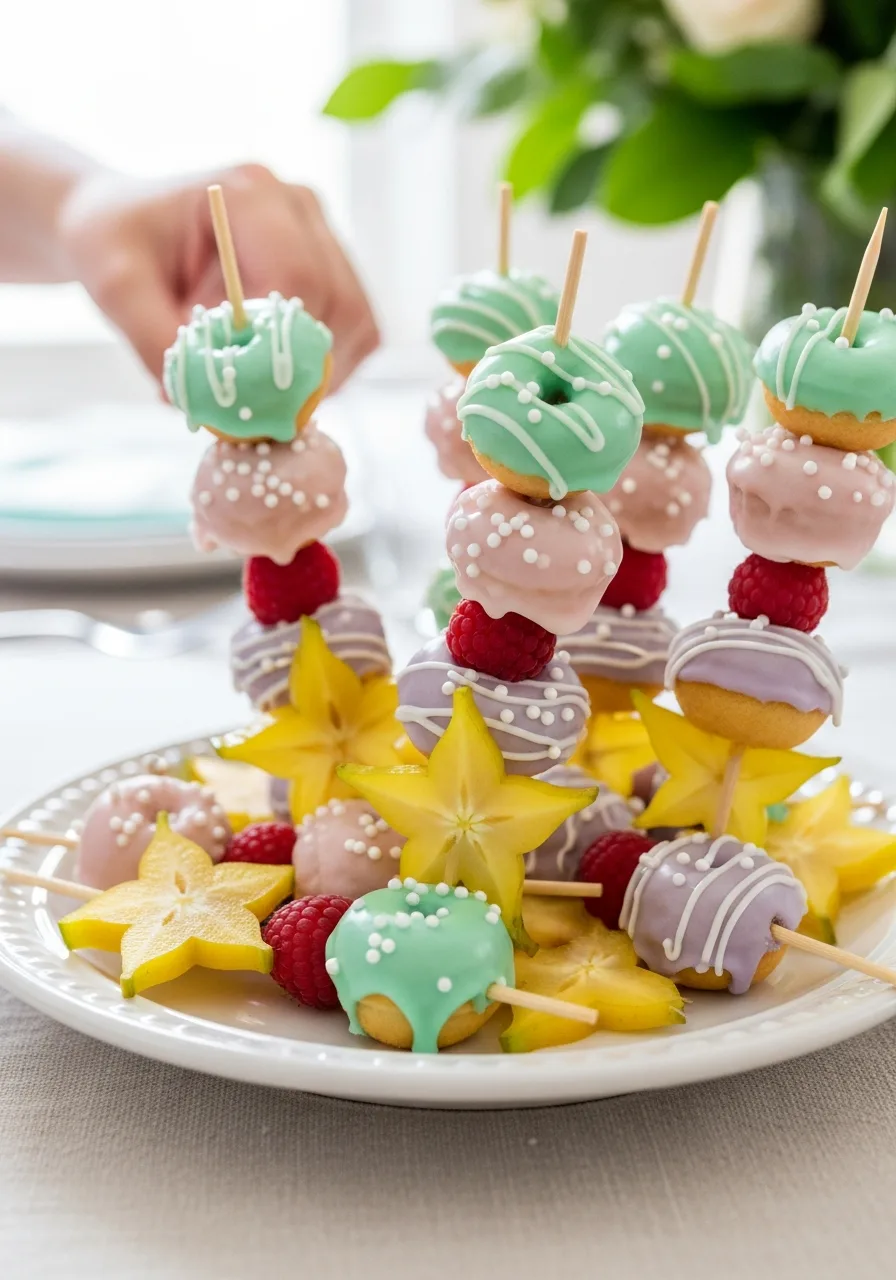 22. Colorful Donut Skewers