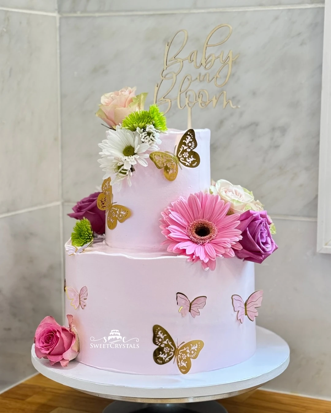 14. Flowers and Butterfly Cake