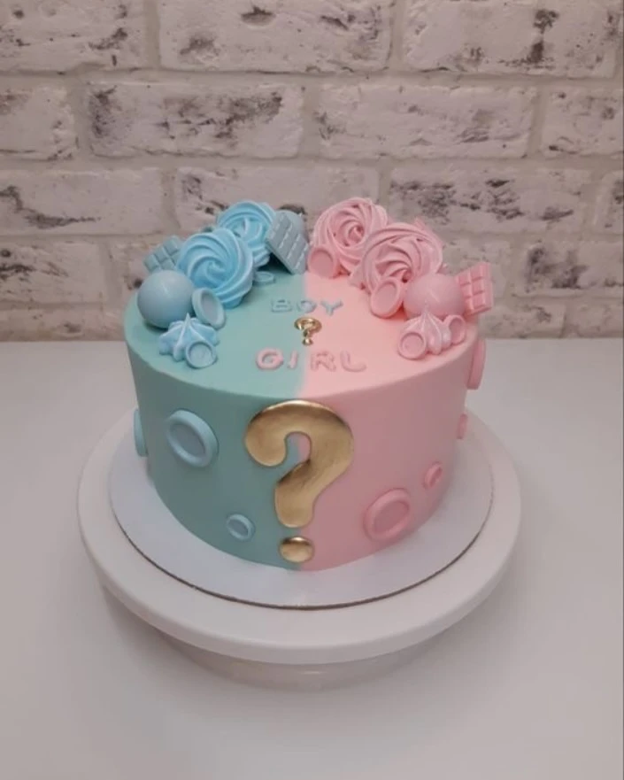 26. Pink and Blue Reveal Cake