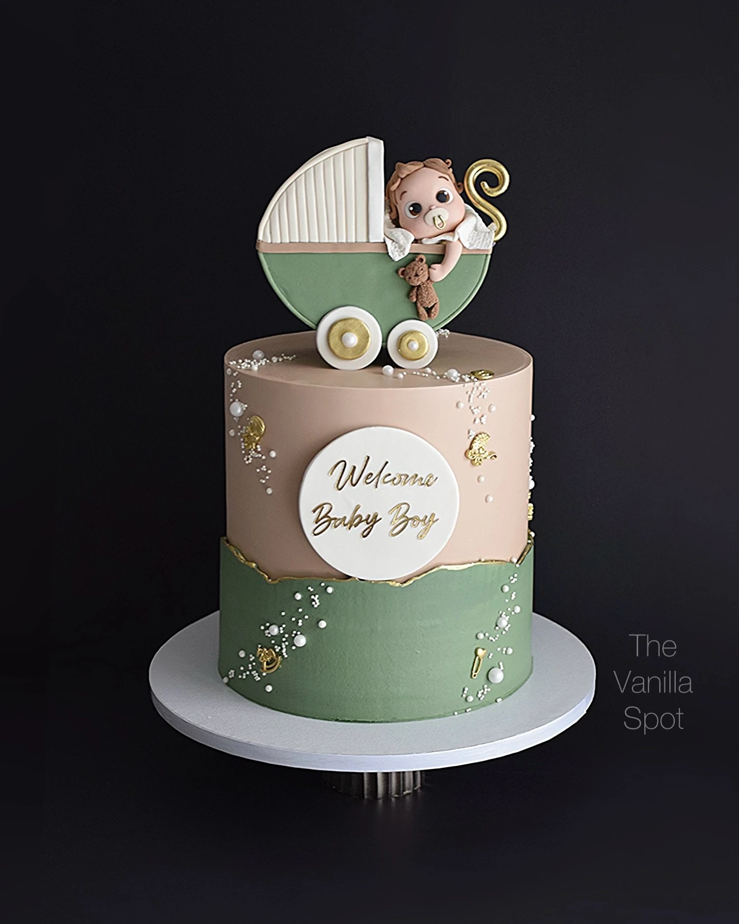 28. Sage Green Pram Cake