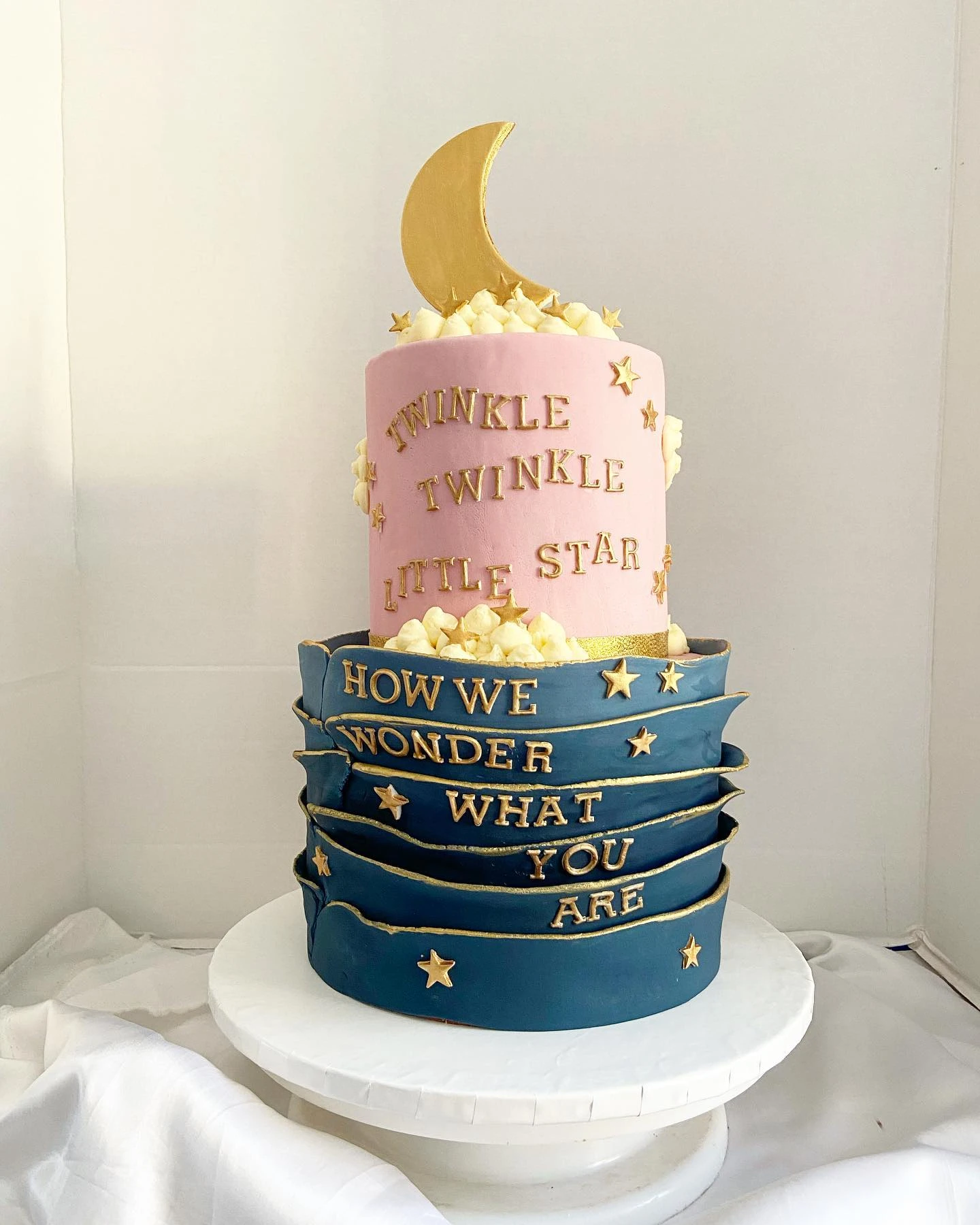 32. Layered Fondant Reveal Cake