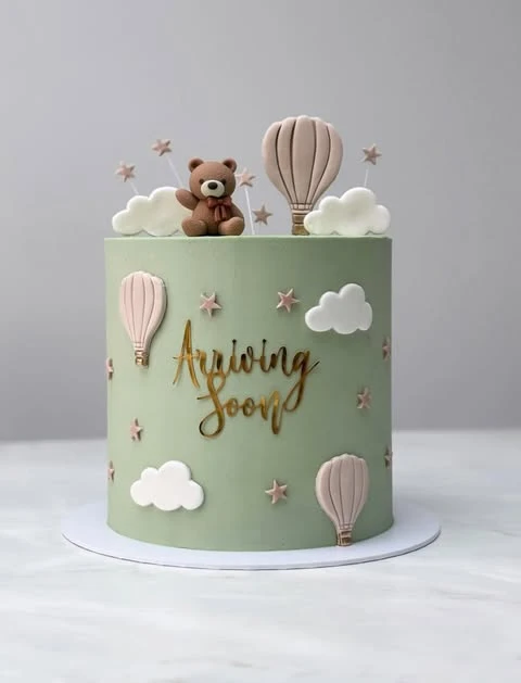5. Modern Sage Green Cake