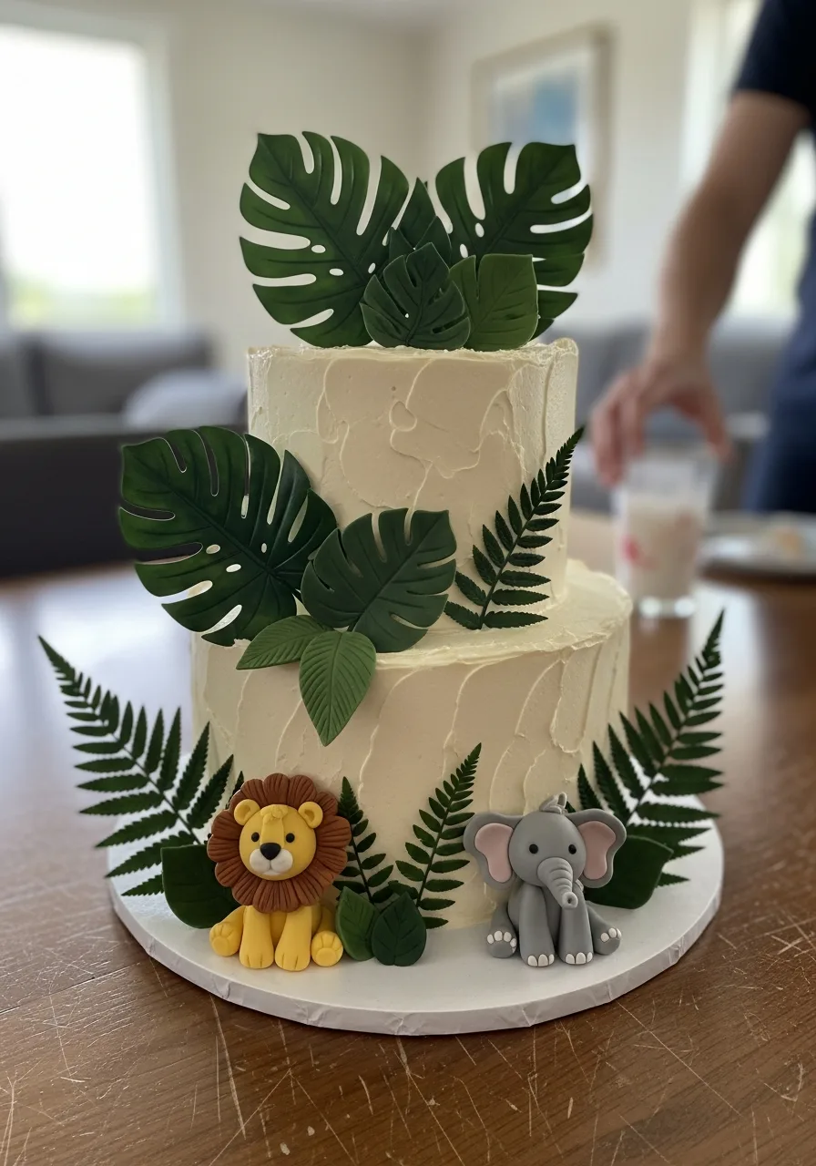 11. Jungle Foliage Cake Theme