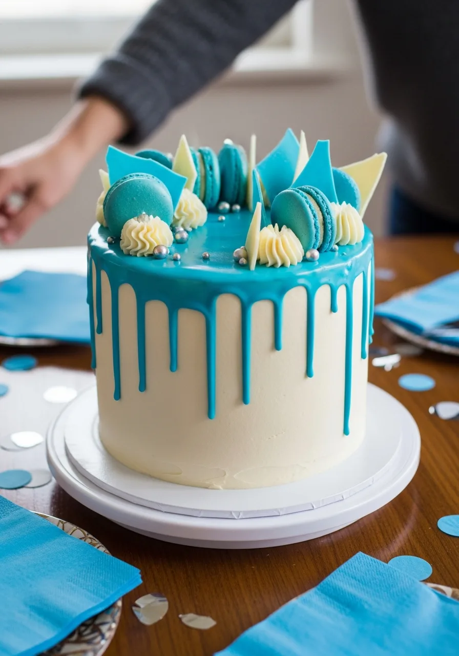 14. Blue Drip Trendy Cake