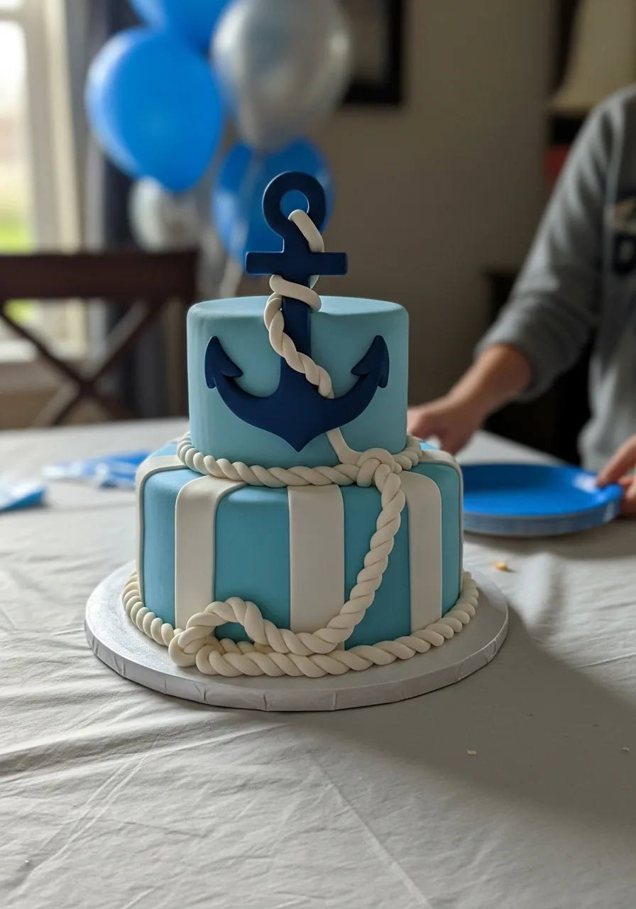 7. Nautical Anchor Boy Cake