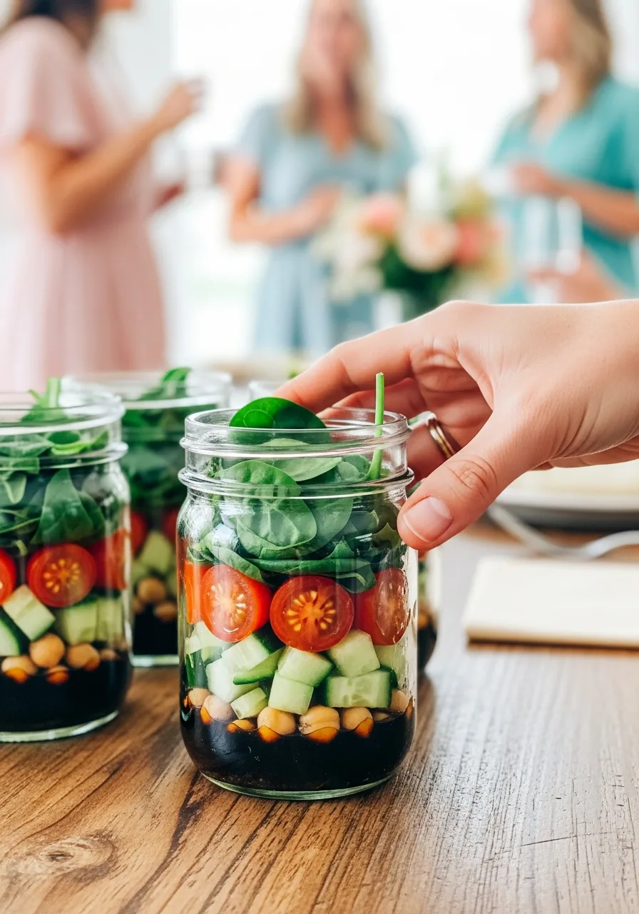 29. Layered Salad Cups in Mason Jars