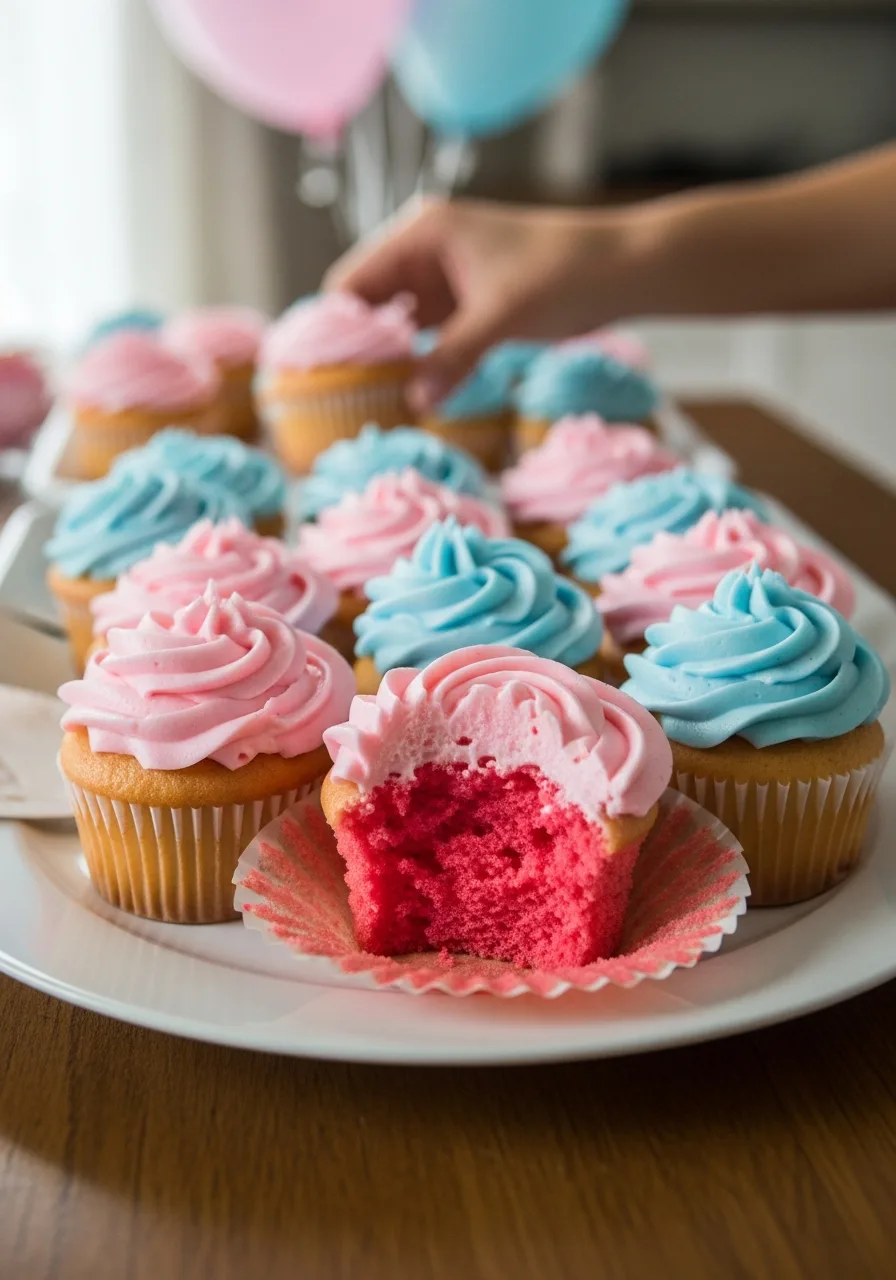 45. Gender Reveal Cupcakes