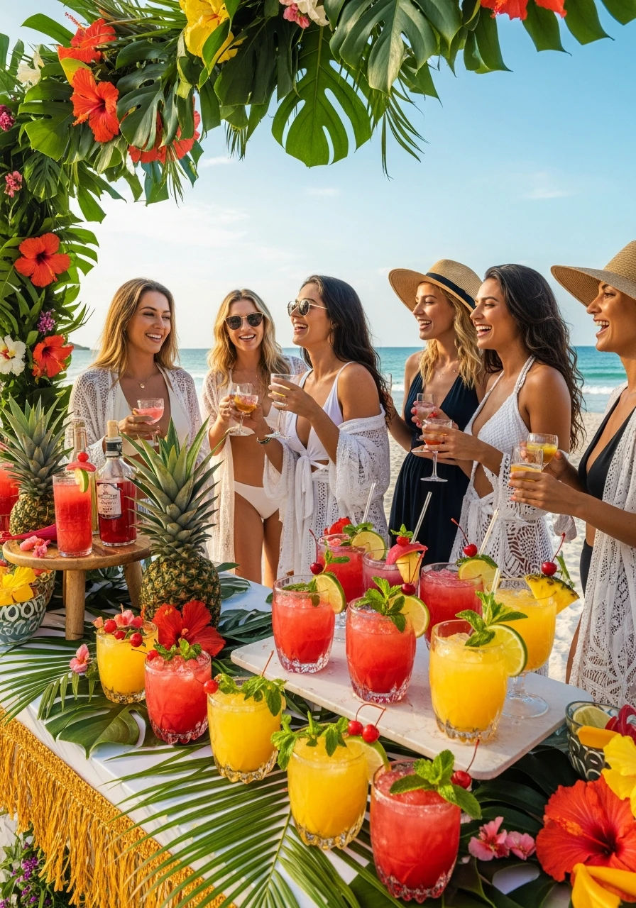 Tropical Mocktail Bar - beach bachelorette party ideas