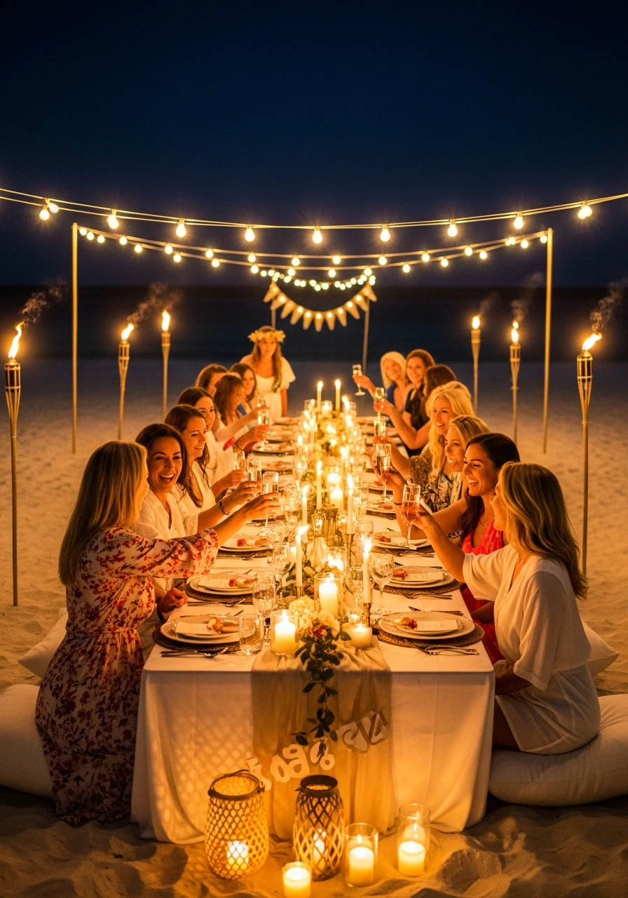 Tiki Torch Dinner - beach bachelorette party ideas