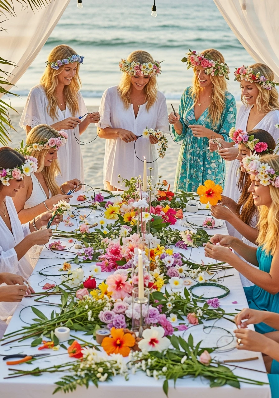 DIY Flower Crowns - beach bachelorette party ideas