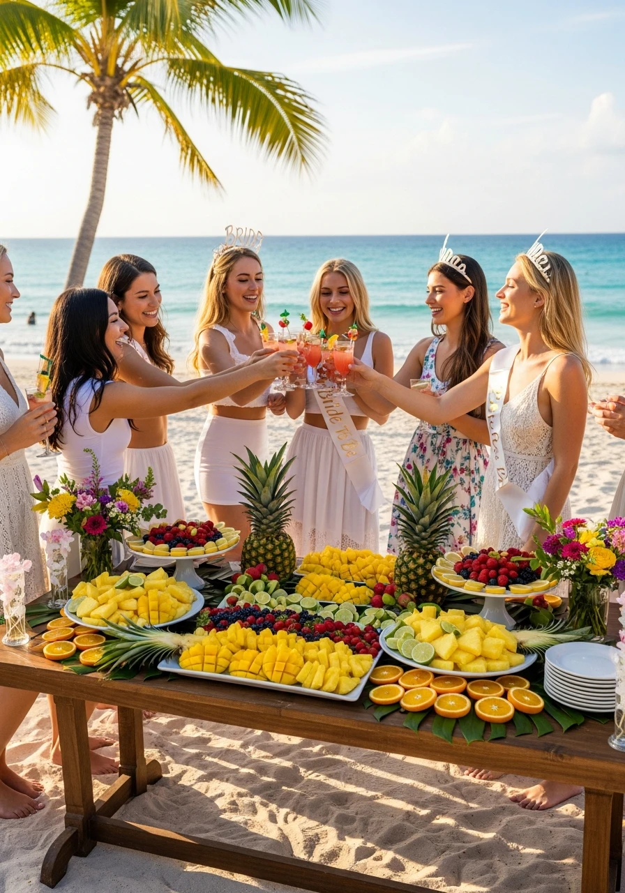Tropical Fruit Display - beach bachelorette party ideas