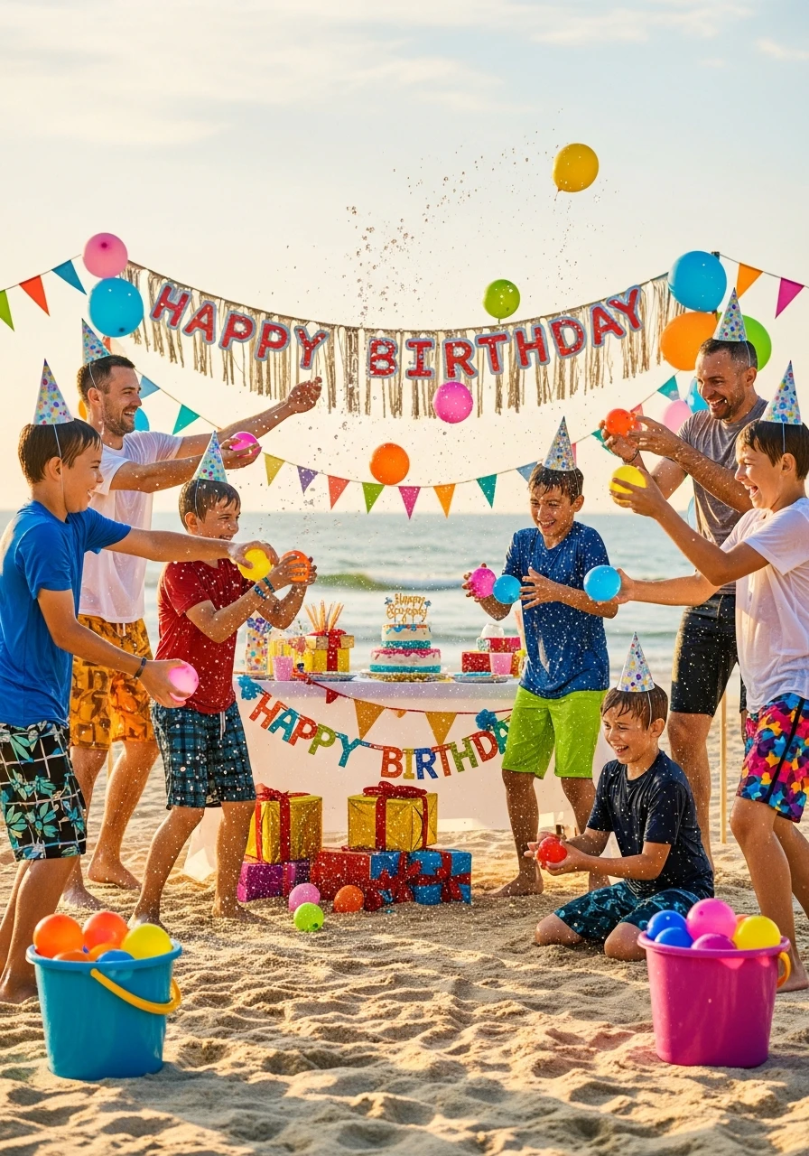 Splash Bash: Epic Water Balloon Battle! - Beach Birthday Party Ideas