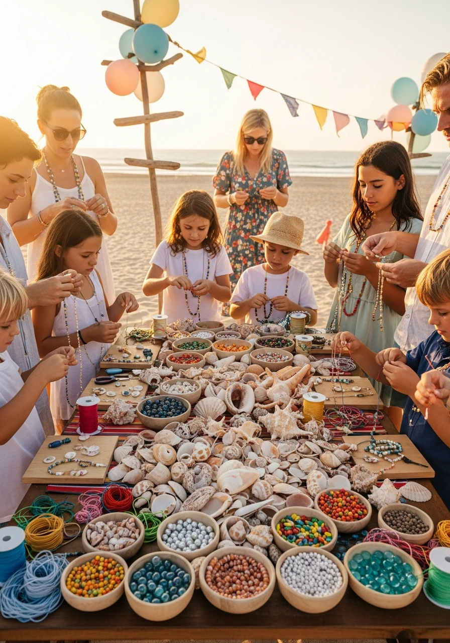 Seashell Jewelry Making - Beach Birthday Party Ideas