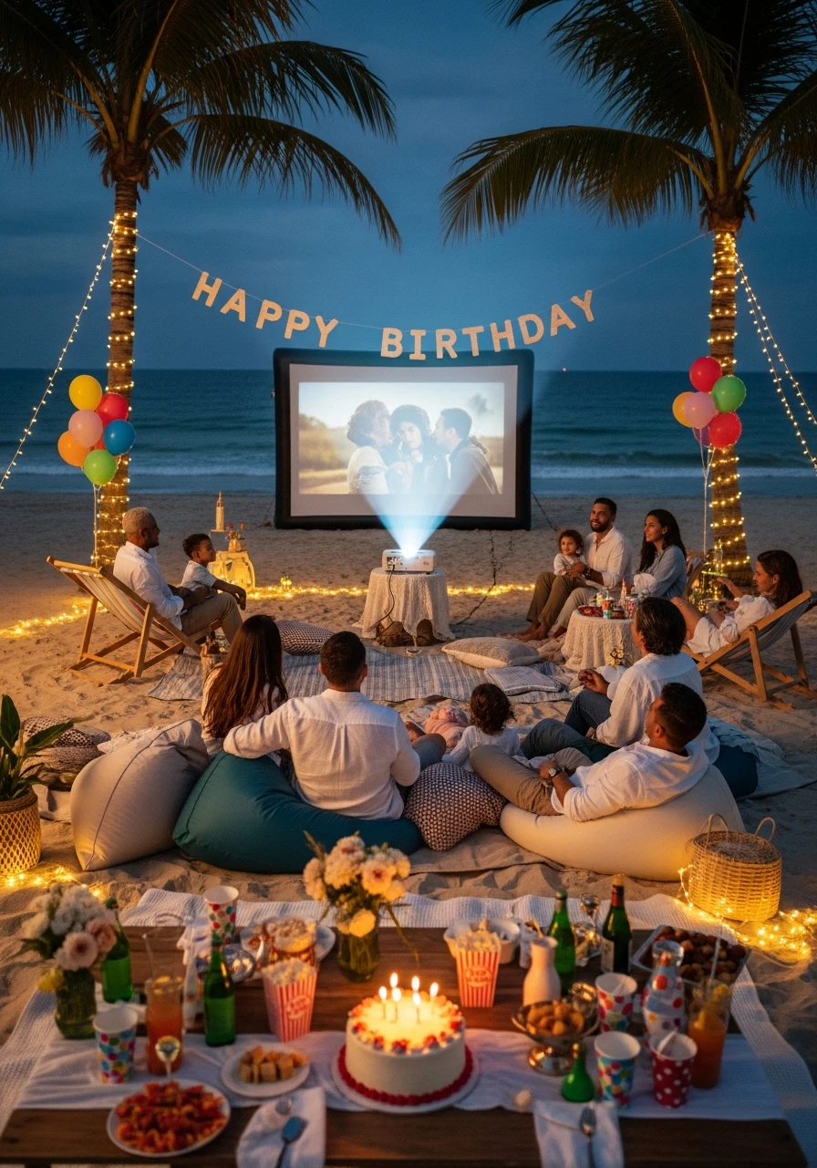 Beach Movie Night - Beach Birthday Party Ideas