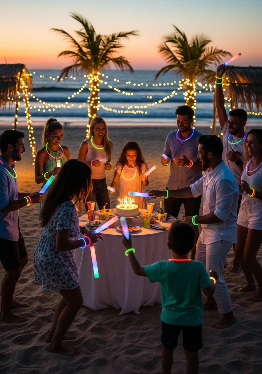 Glow Stick Beach Party - Beach Birthday Party Ideas