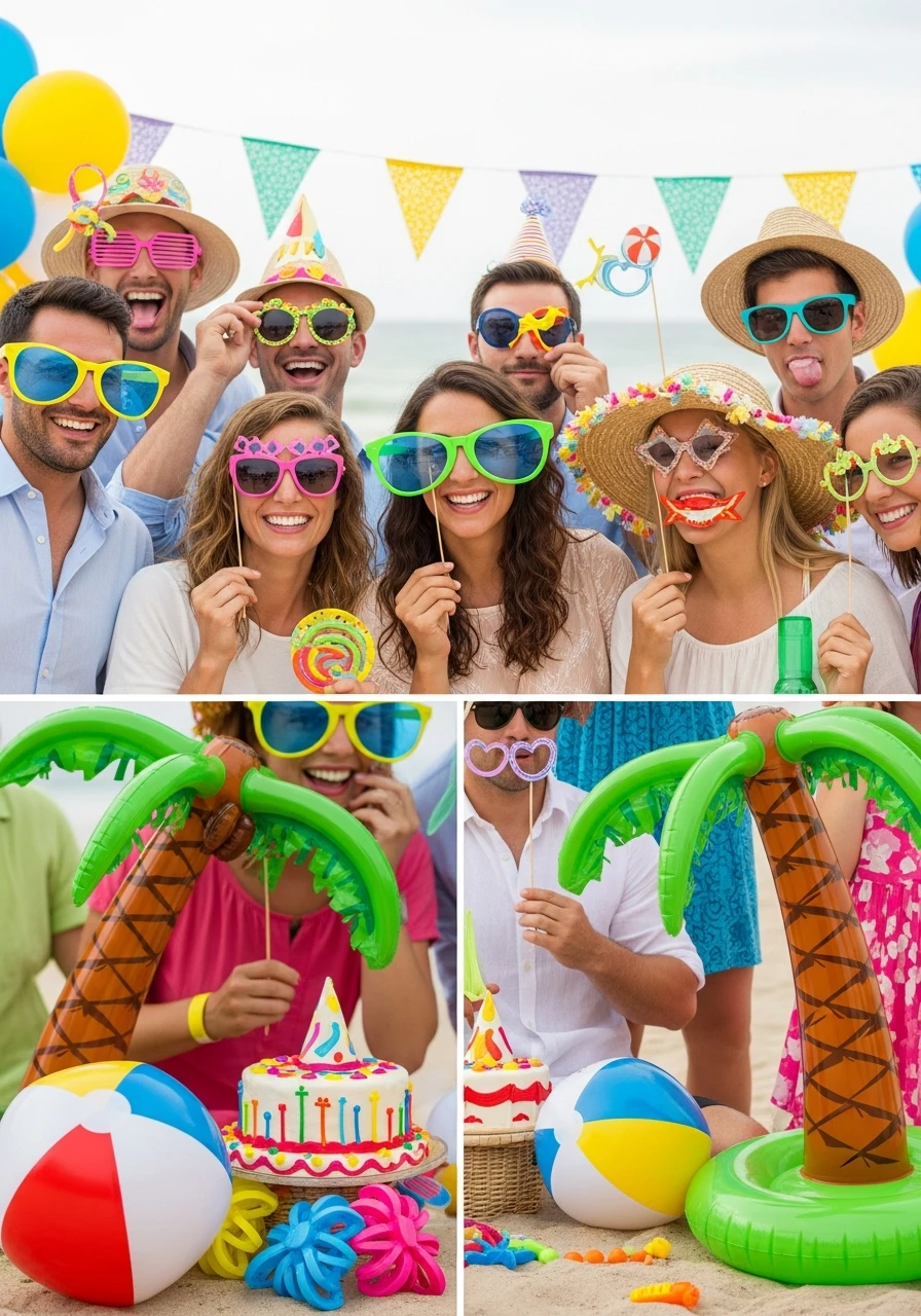 Photo Booth with Props - Beach Birthday Party Ideas