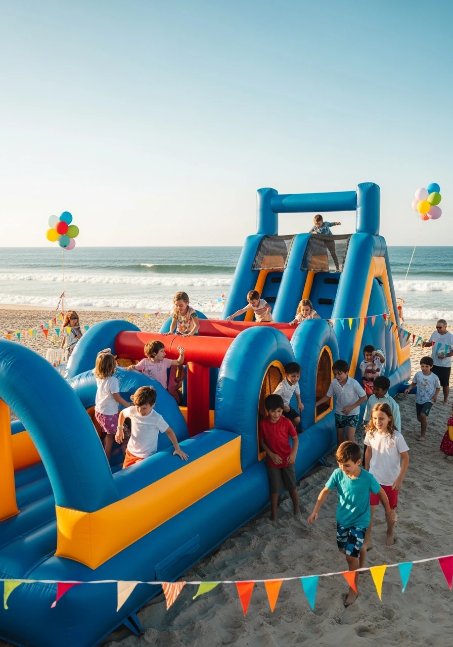 Inflatable Obstacle Course - Beach Birthday Party Ideas