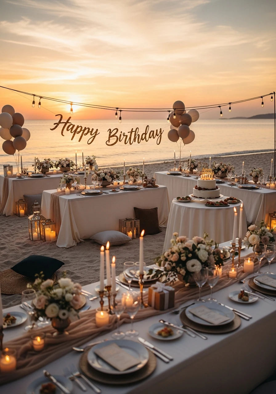 Sunset Beach Dinner - Beach Birthday Party Ideas