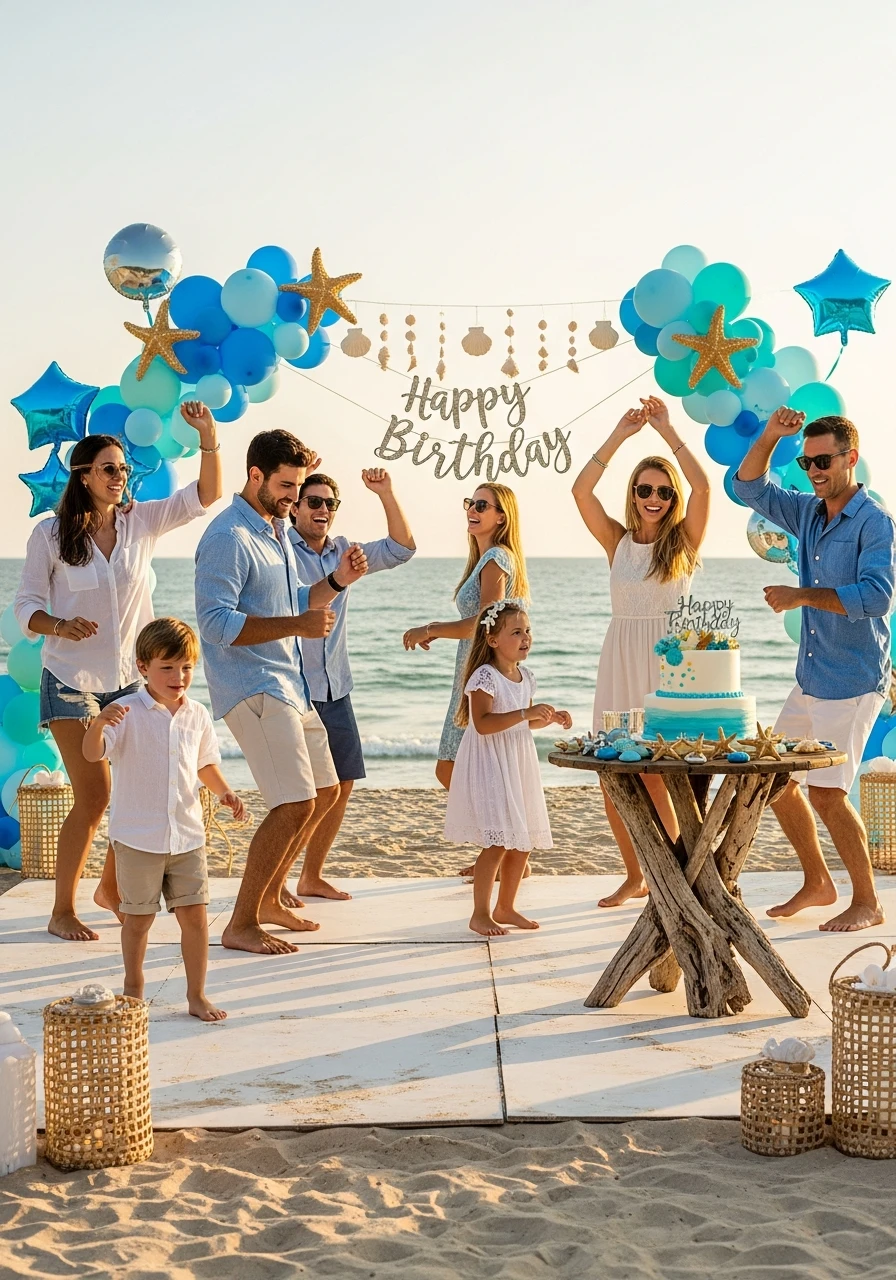 Ocean Music Dance Floor - Beach Birthday Party Ideas