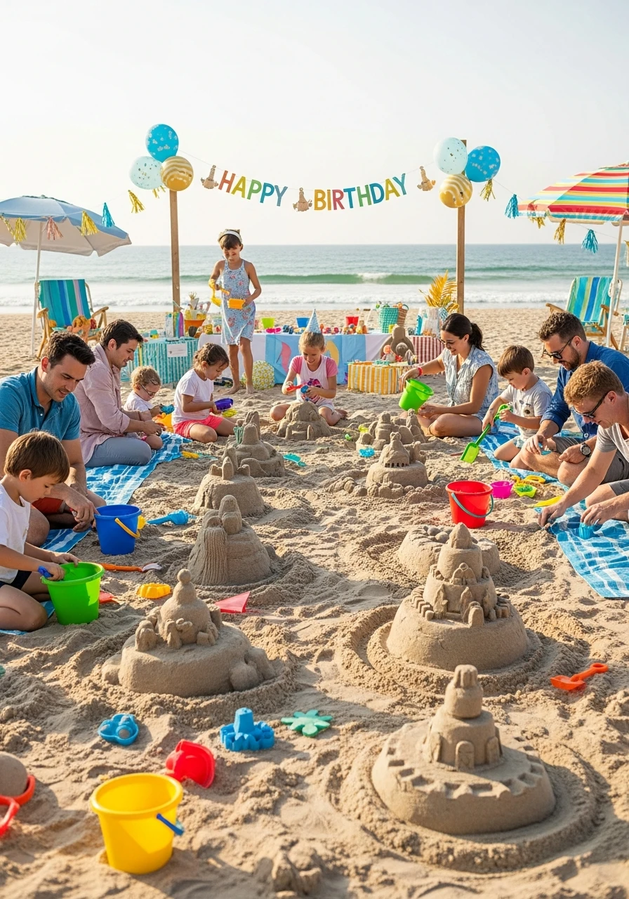 Sand-tastic Sculpture Challenge - Beach Birthday Party Ideas