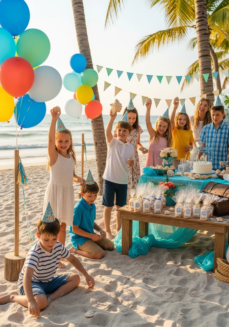Seashell Hunt with Prizes - Beach Birthday Party Ideas