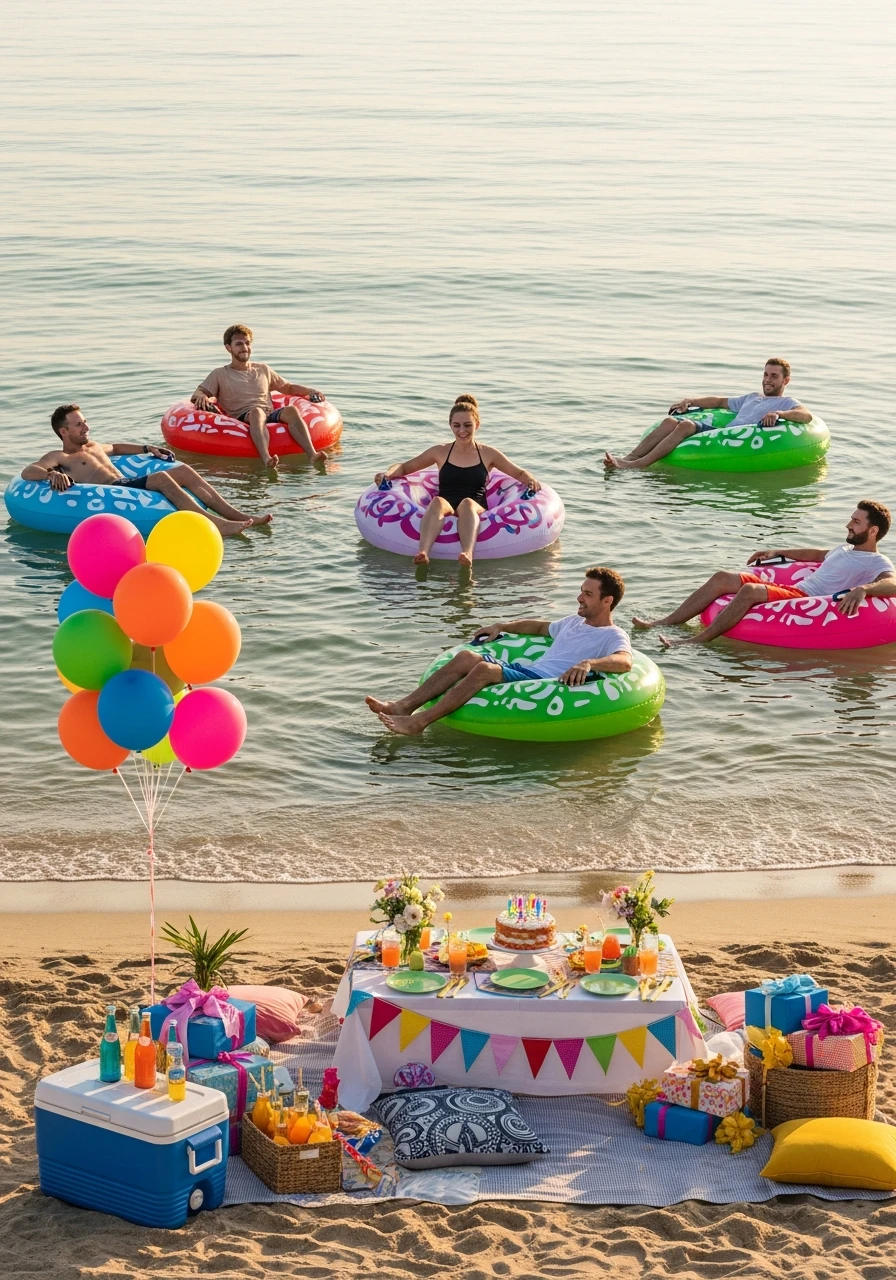 Inflatable Tube Float Party - Beach Birthday Party Ideas