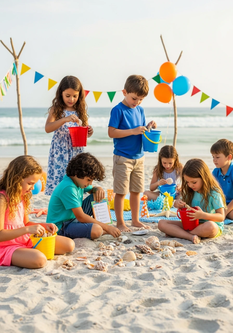 Seashell Scavenger Hunt - Beach Birthday Party Ideas
