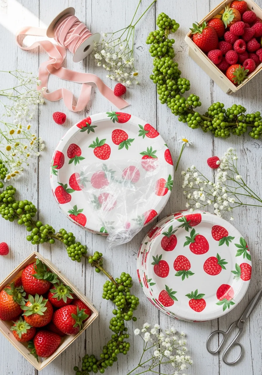 14. Strawberry Paper Plates